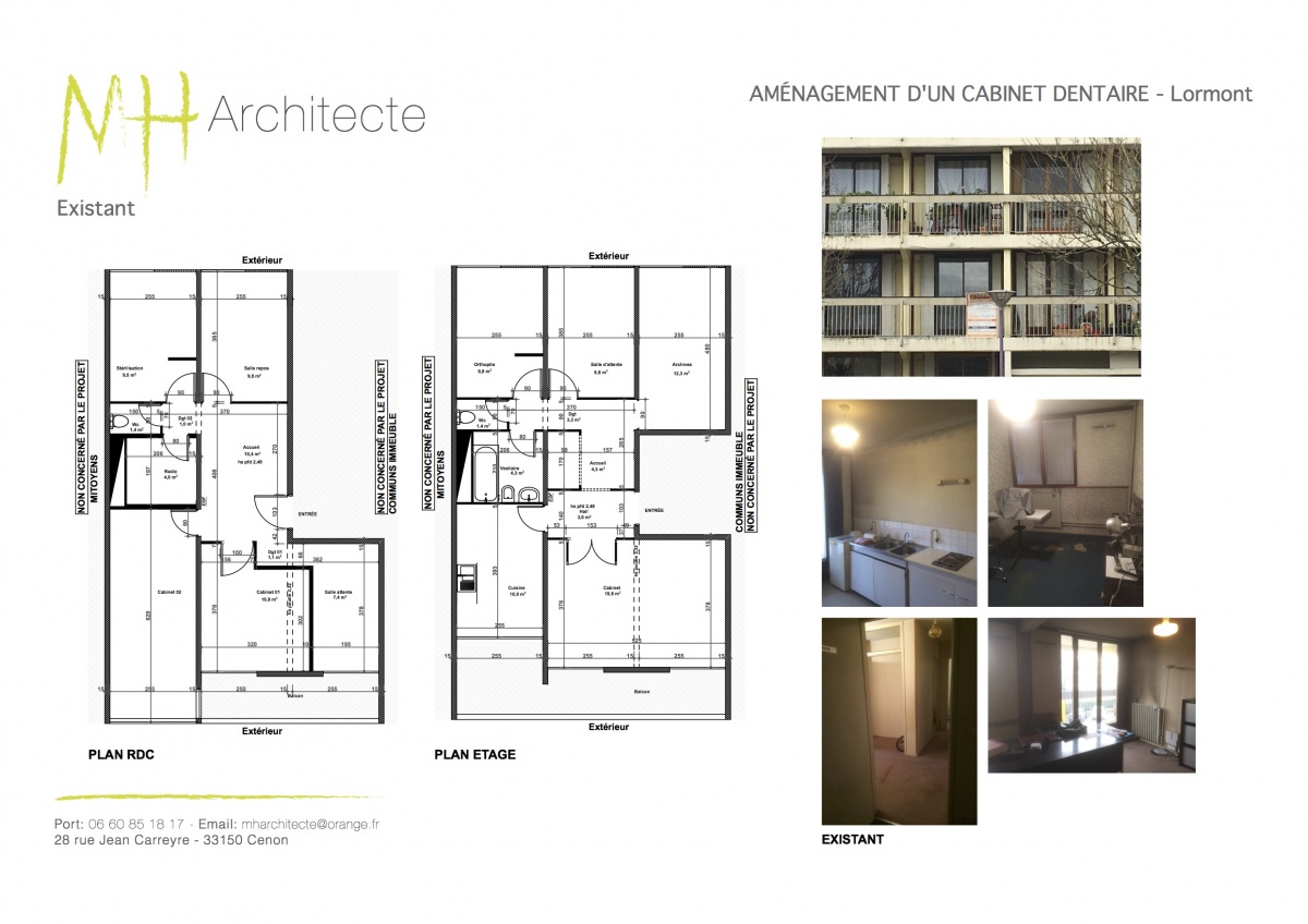 Jumelage de 2 appartements pour cration d'un cabinet dentaire - LORMONT : 01 PLANCHE 1 DENTISTES - Lormont