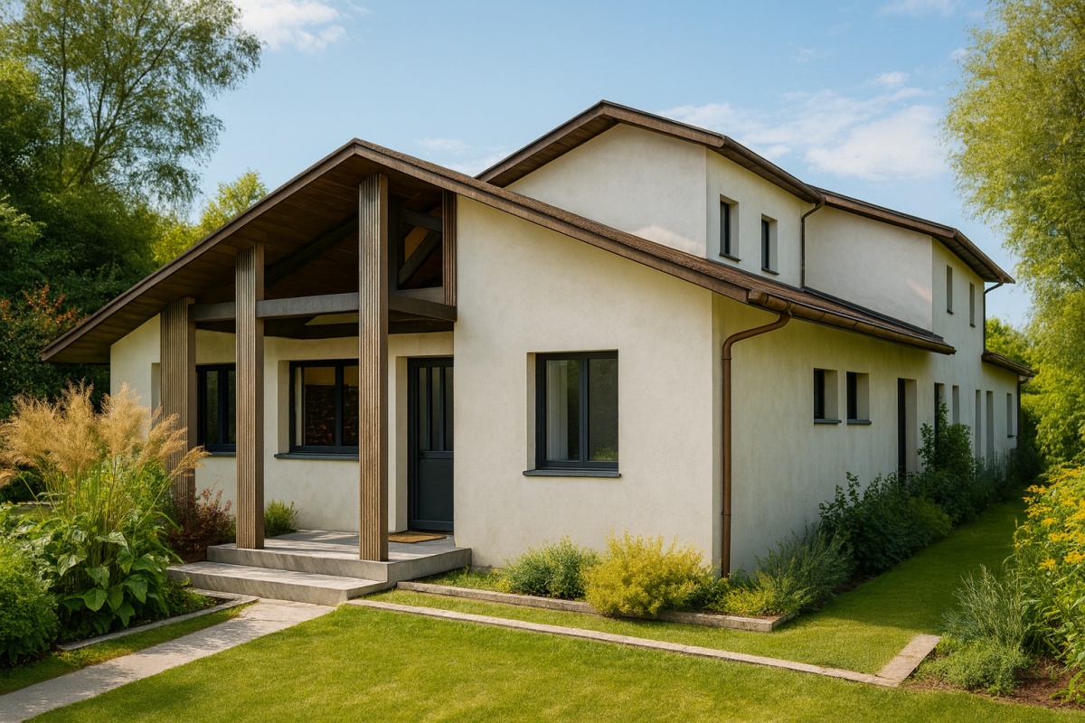 Sur�l�vation et extension d'une maison individuelle � Cestas pr�s de Bordeaux : surelevation-maison-architecte-bordeaux-facade-rue-projection