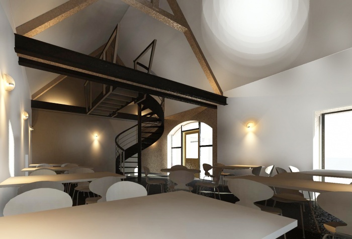 Amménagement d'une grange en salle de restaurant