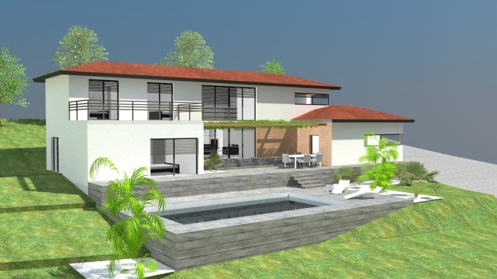 Construction d'une maison à demi-niveaux sur terrain en pente