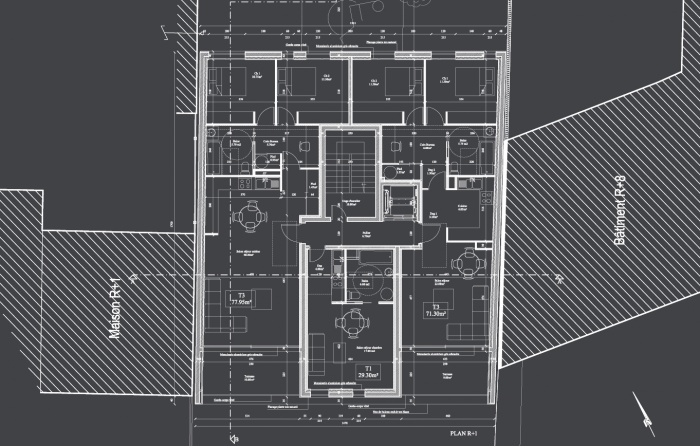 Logements collectifs  Caudran : Plan type btiment A