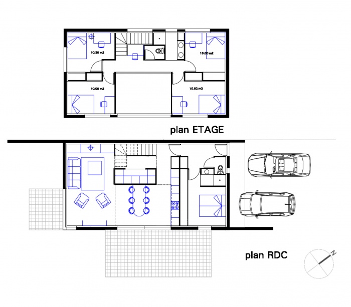 MAISON C : plans rdc et tage