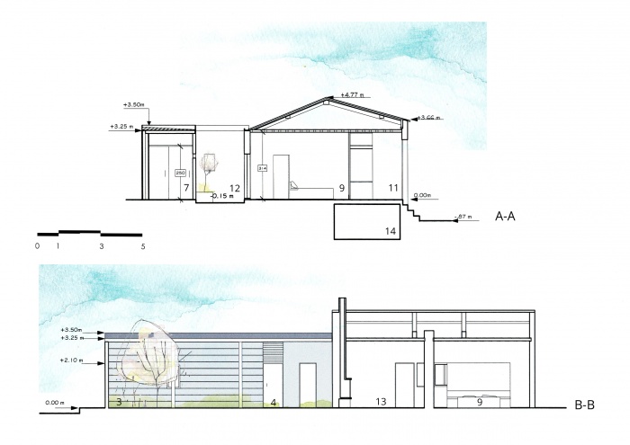 Autour d'un patio, une habitation : extension-echoppe-bordeaux-coupes