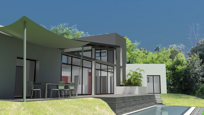 Construction d'une maison contemporaine  toits terrasse et zinc : Maison-contemporaine-toit-terrasse-monopente-zinc-3