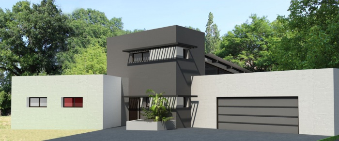 Construction d'une maison contemporaine  toits terrasse et zinc : Maison-contemporaine-toit-terrasse-monopente-zinc-6