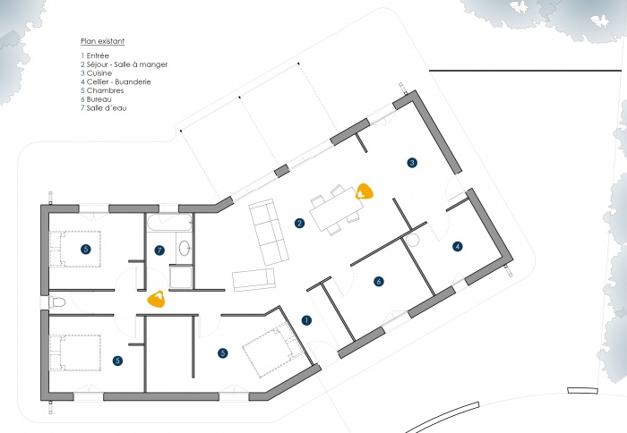 Extension Maison M : PLAN ST MEDARD EXISTANT