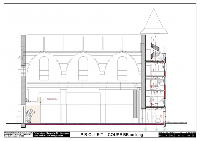 Rhabilitation et extension du centre d'art contemporain La Chapelle St-Jacques : Coupe BB Chapelle pdf