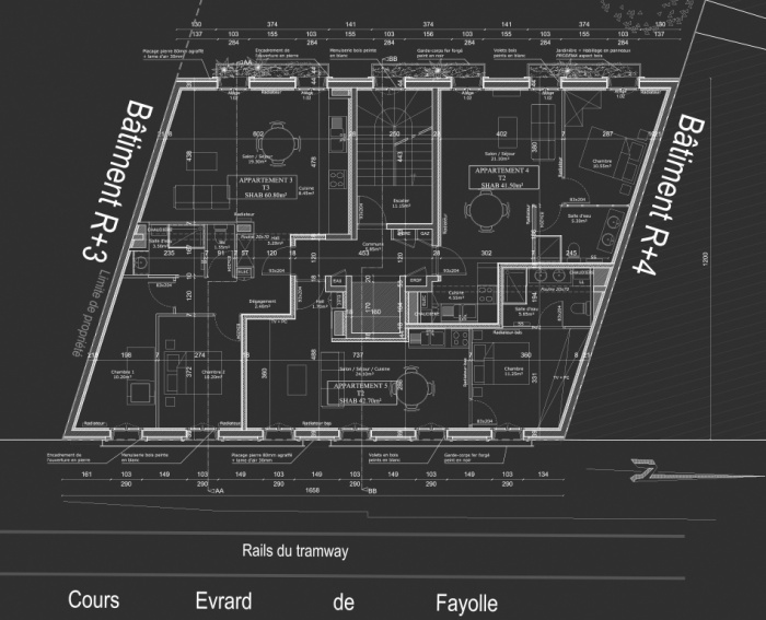 Construction d'un immeuble neuf  Bordeaux : Plan R+2