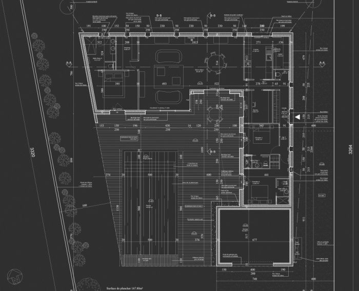 Maison contemporaine sur le bassin : Plan RDC